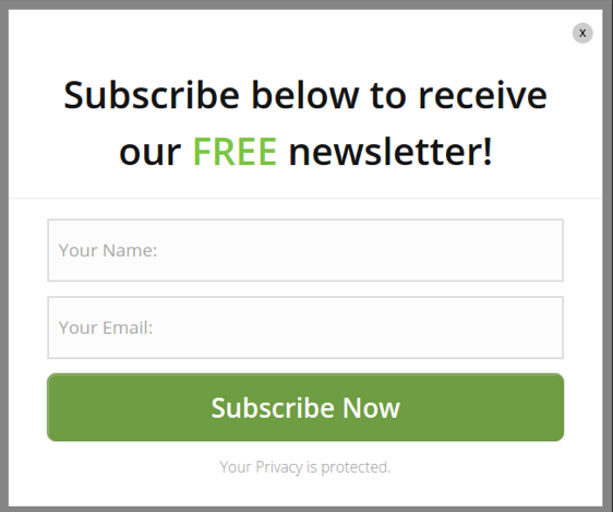 HARSEST - Homepage email subscription form